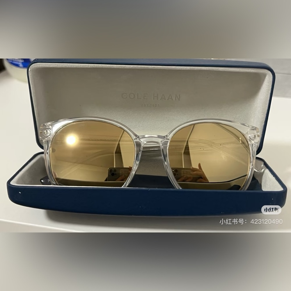 Cole Haan Clear Frame Gold Lens and Classic Round Sunglasses